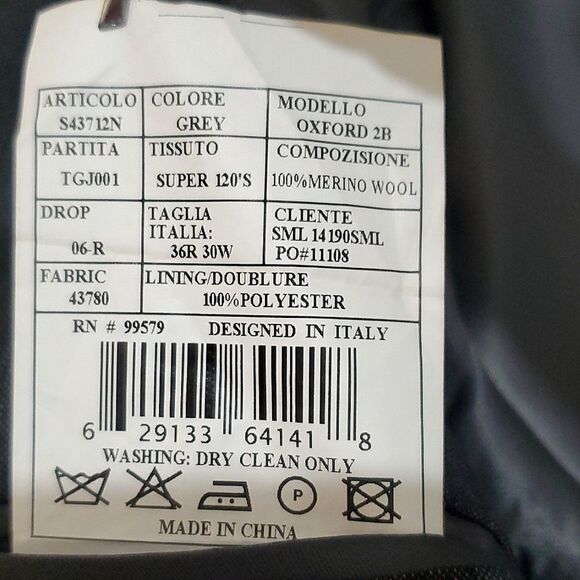 MONTEFINO SUIT JACKET, Sz 36R, DARK GRAY, 100% MERINO WOOL - Picture 6 of 13
